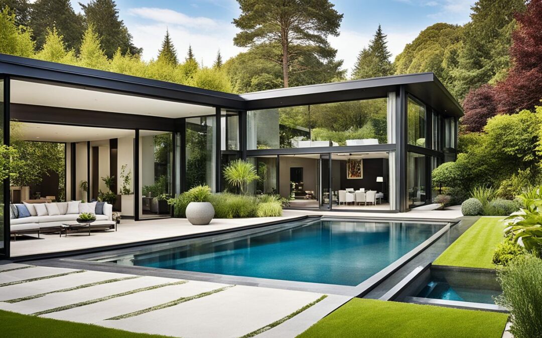 Conceito de casa-jardim em arquitetura de luxo